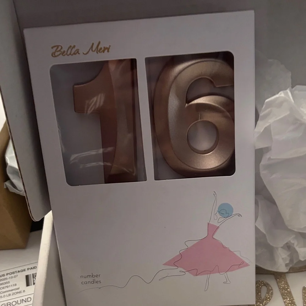 Rose Gold Sweet 16 Set Tiara Sash Candles Cale Topper